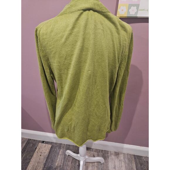 Lafayette 148 open front drapy cardigan green linen medium - Picture 3 of 6